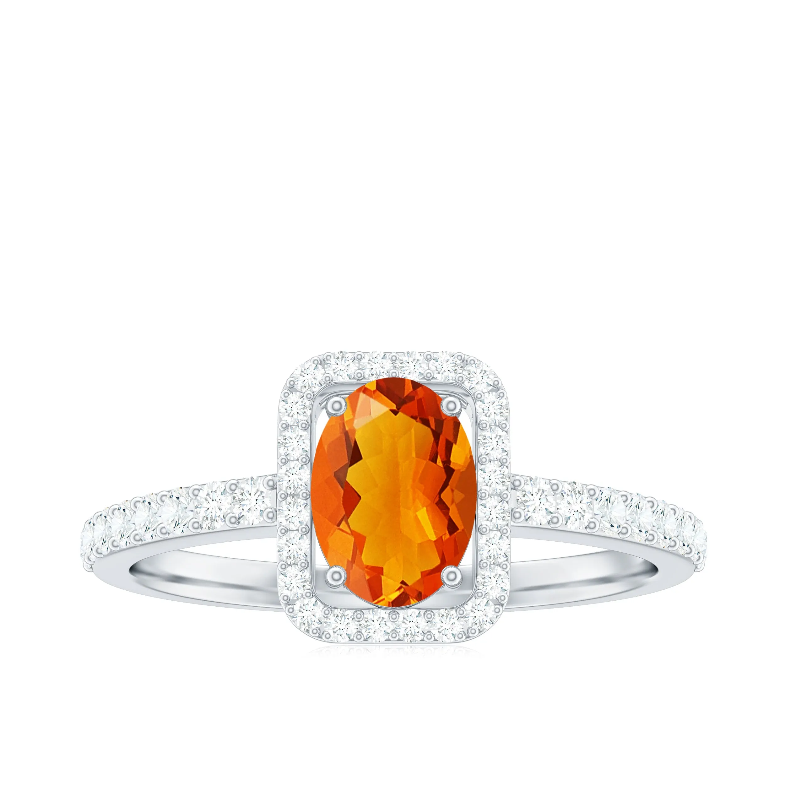 Oval Cut Fire Opal Engagement Ring with Diamond Halo