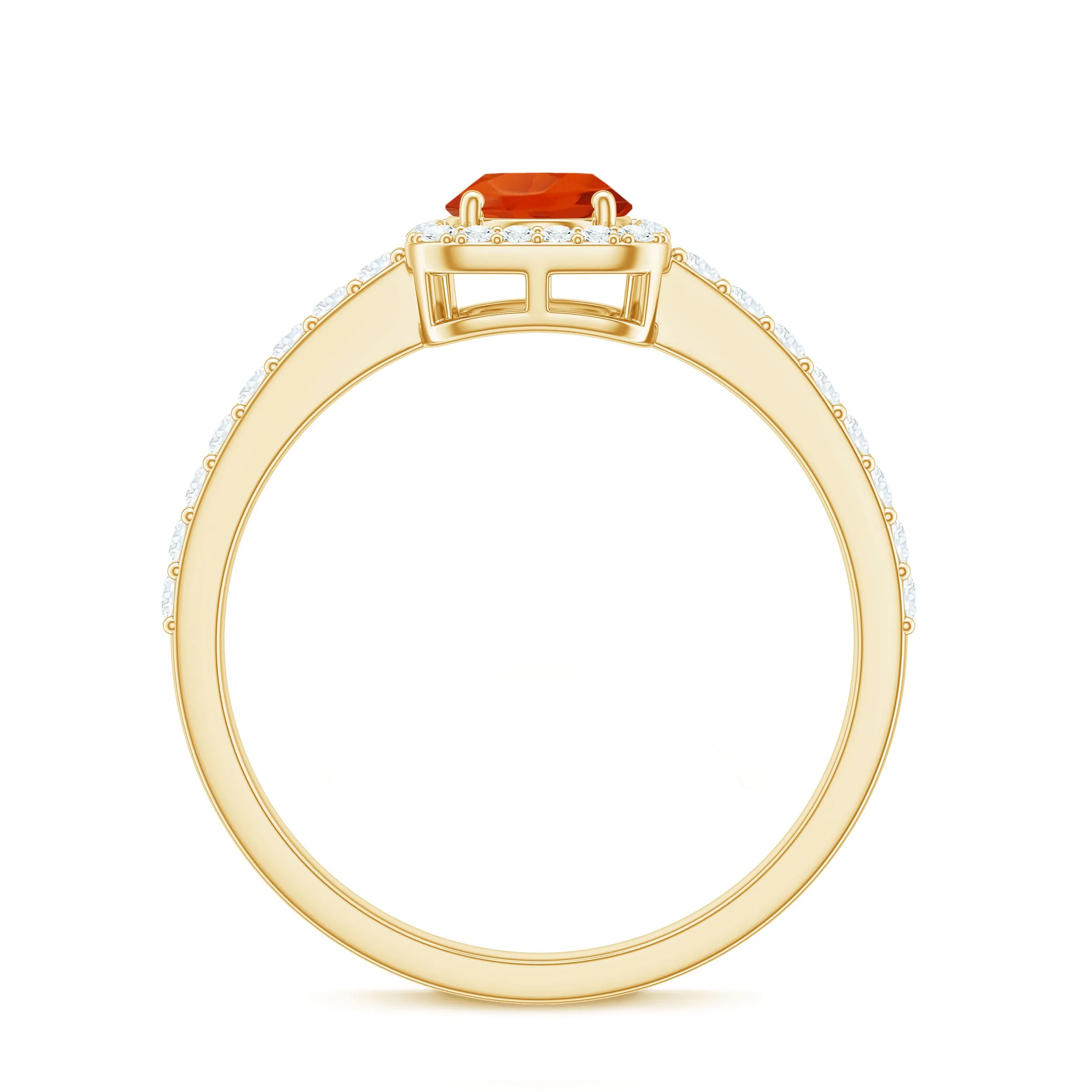 Oval Cut Fire Opal Engagement Ring with Diamond Halo