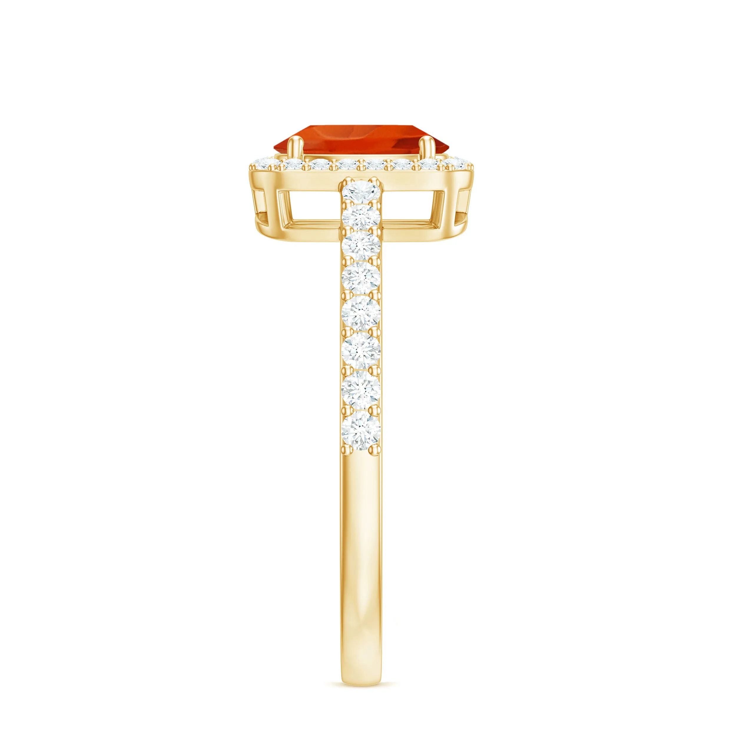 Oval Cut Fire Opal Engagement Ring with Diamond Halo