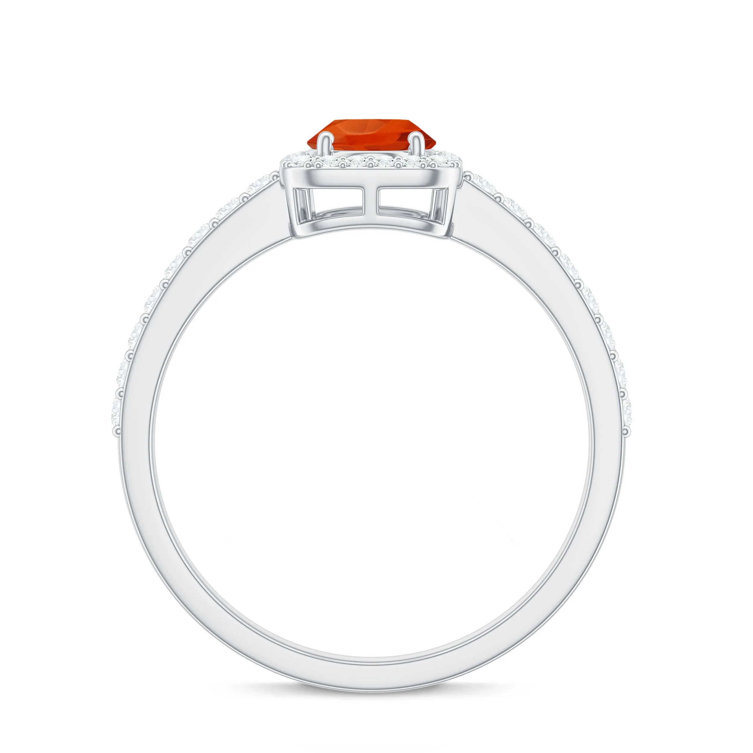 Oval Cut Fire Opal Engagement Ring with Diamond Halo