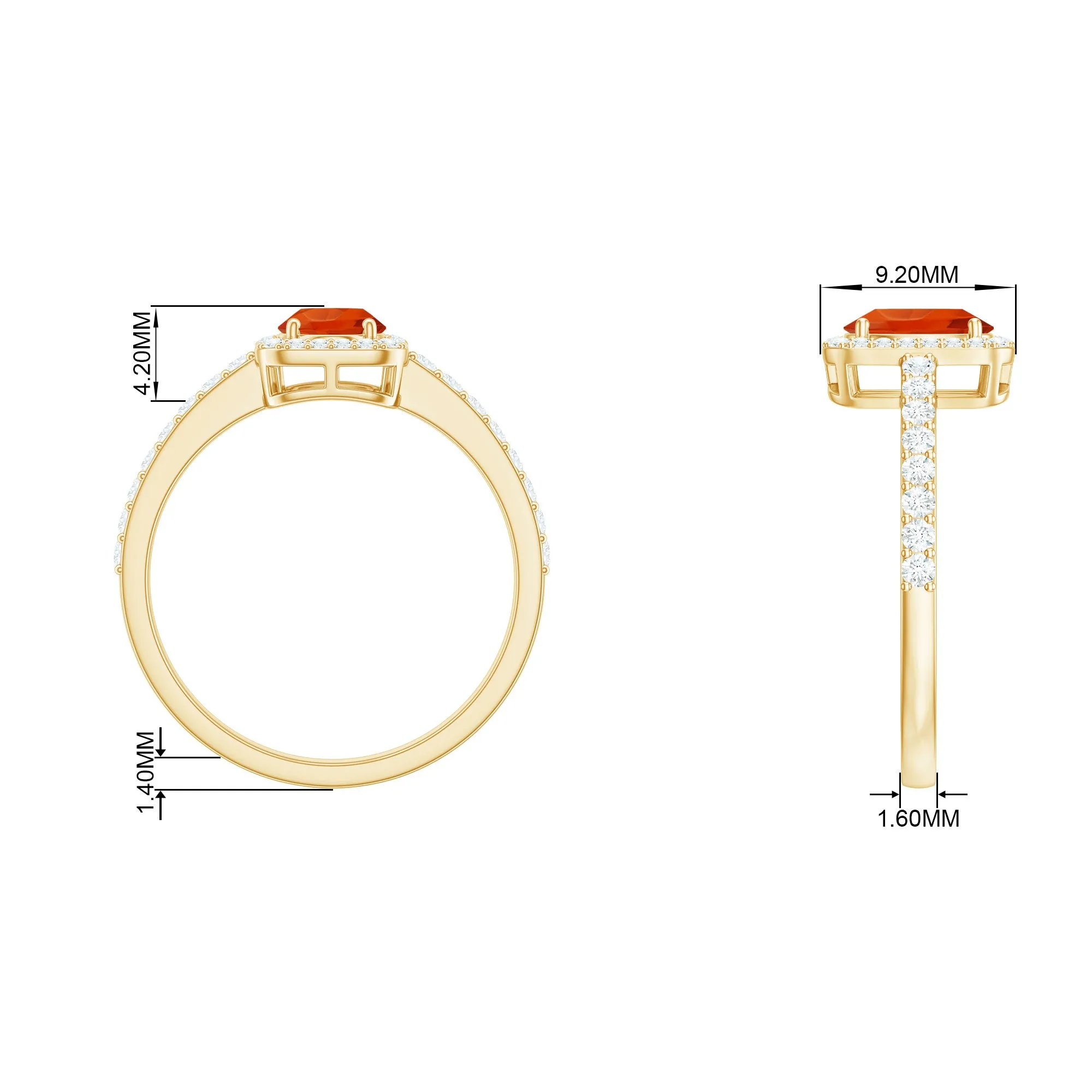 Oval Cut Fire Opal Engagement Ring with Diamond Halo