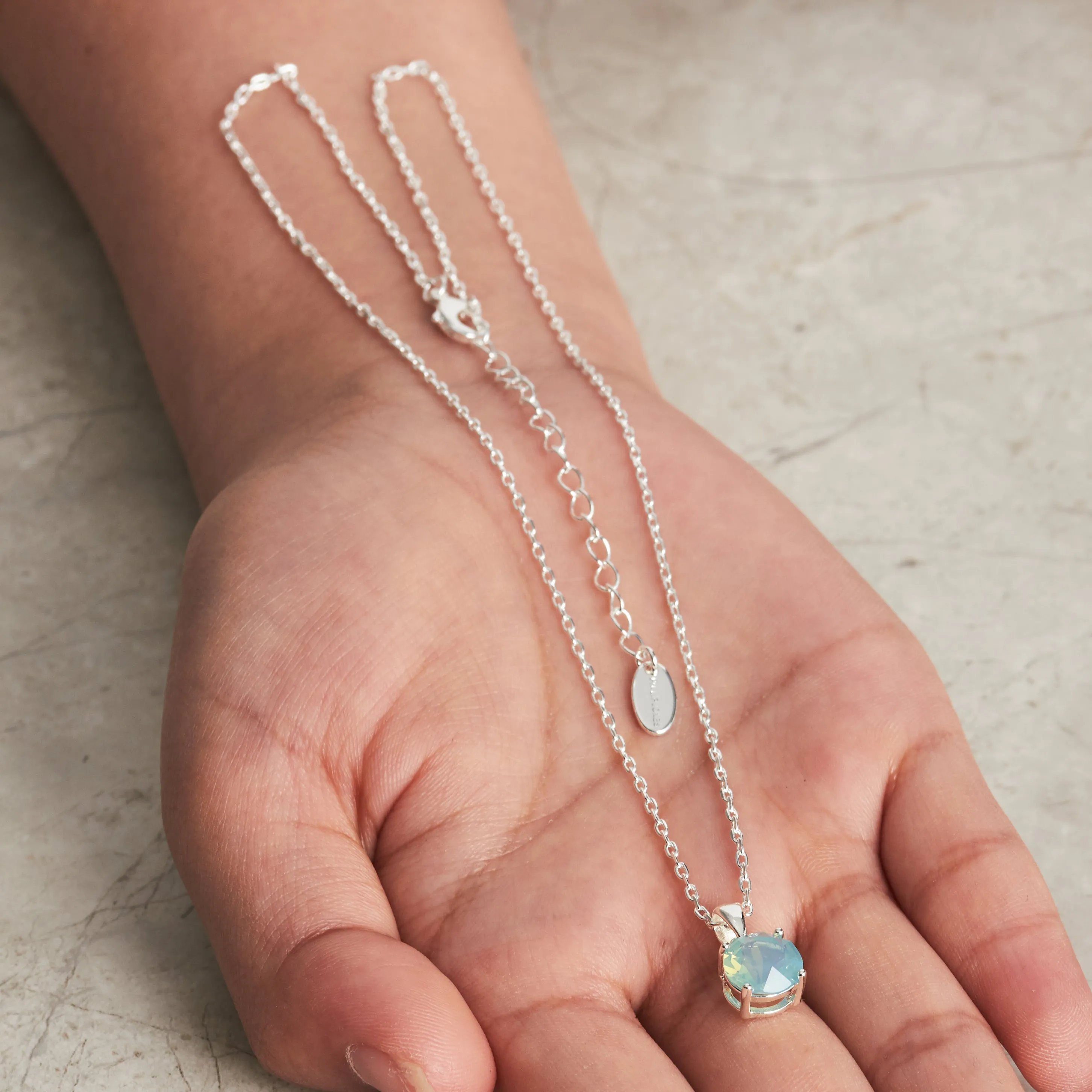 Pacific Green Opal Necklace Created with Zircondia® Crystals