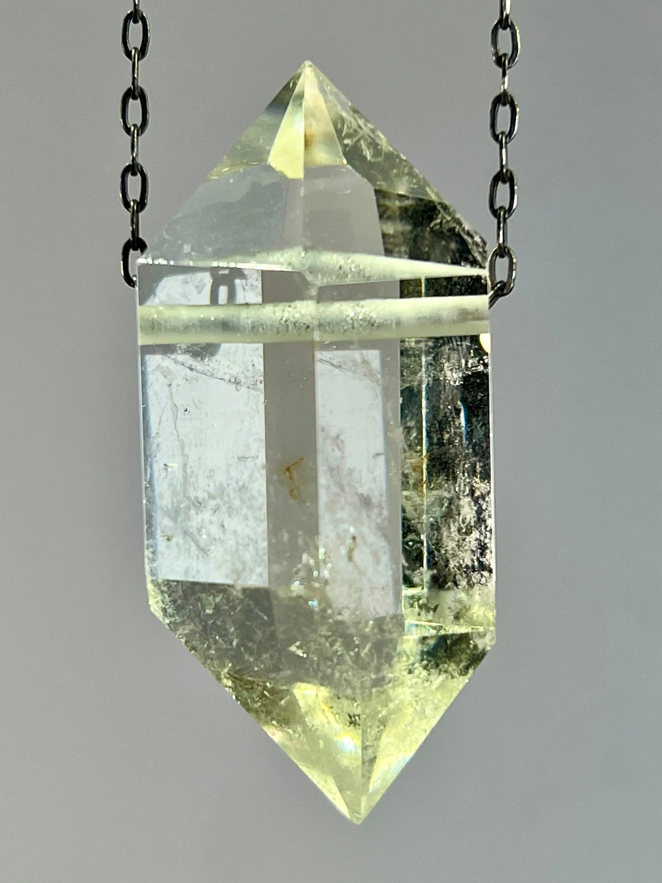Pale Citrine Quartz Crystal Necklace
