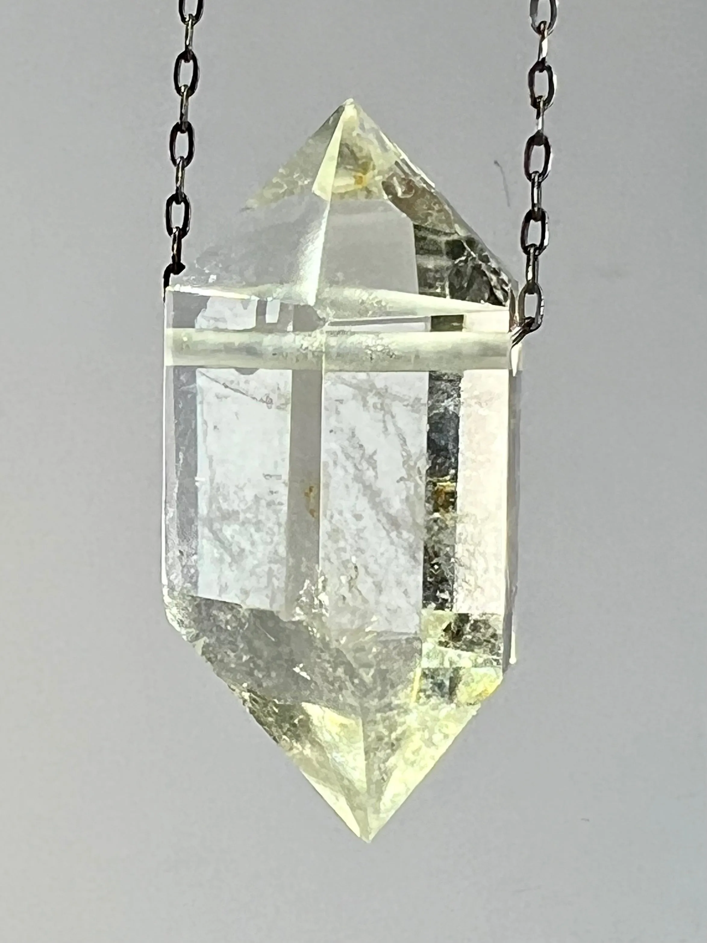 Pale Citrine Quartz Crystal Necklace