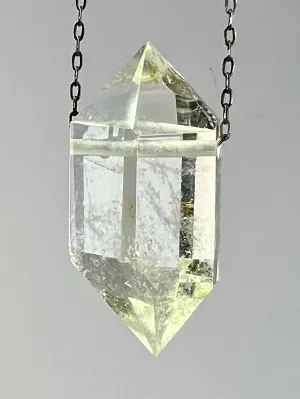 Pale Citrine Quartz Crystal Necklace