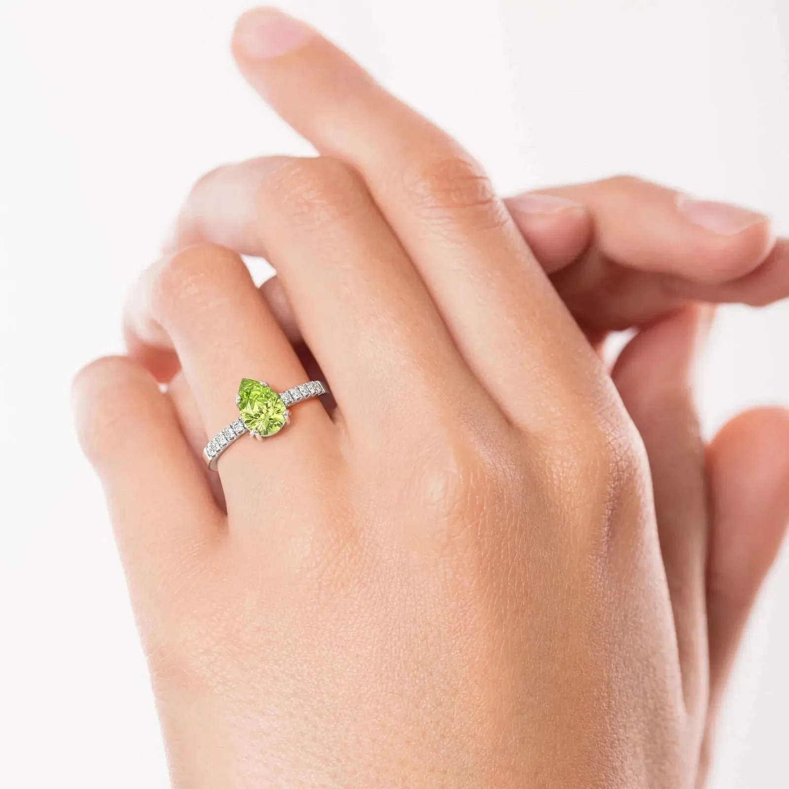 Pear Cut Peridot Ring | Sterling Silver | Irosk Australia ®