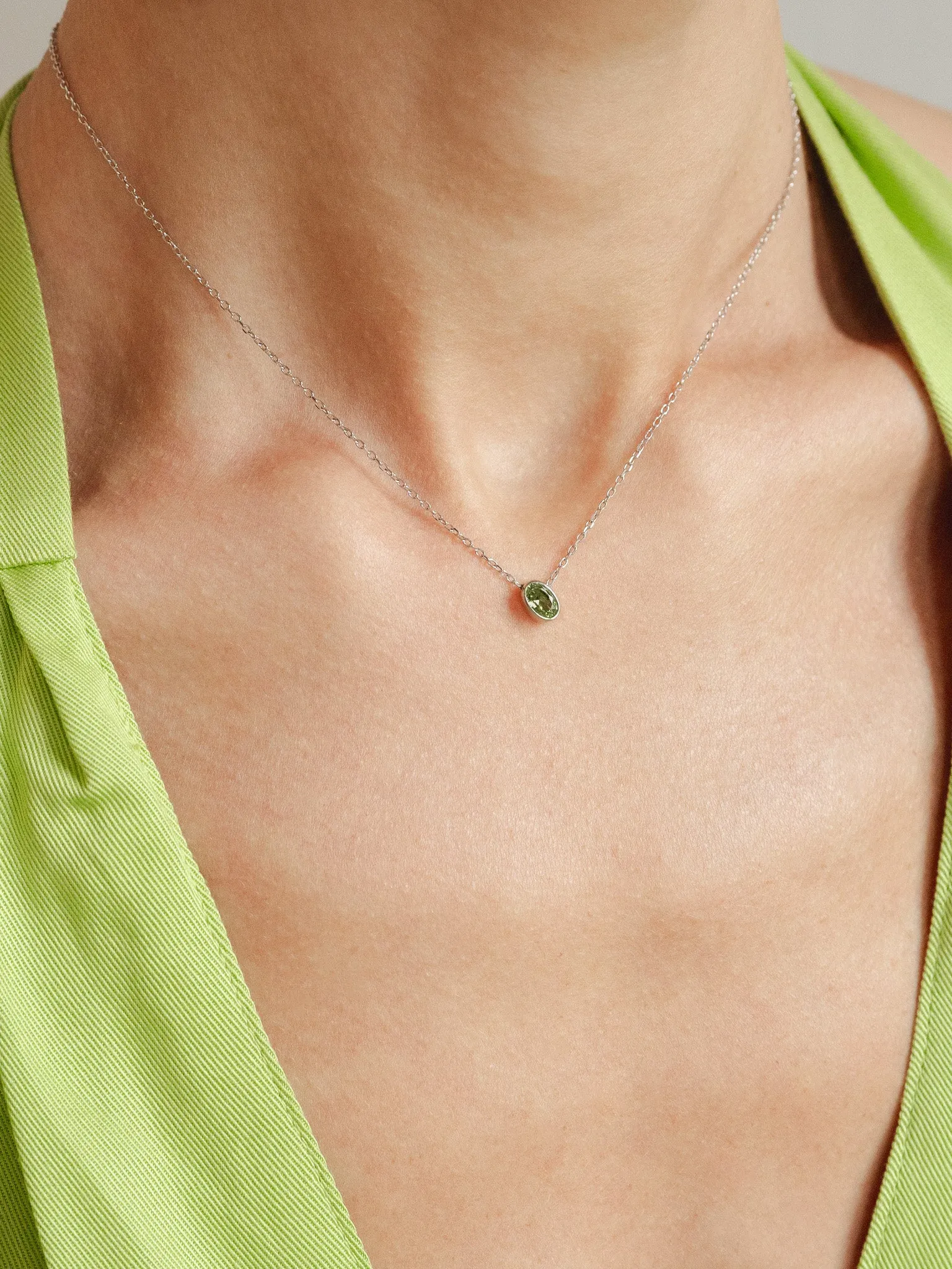 Peridot Birthstone Sterling Silver Necklace