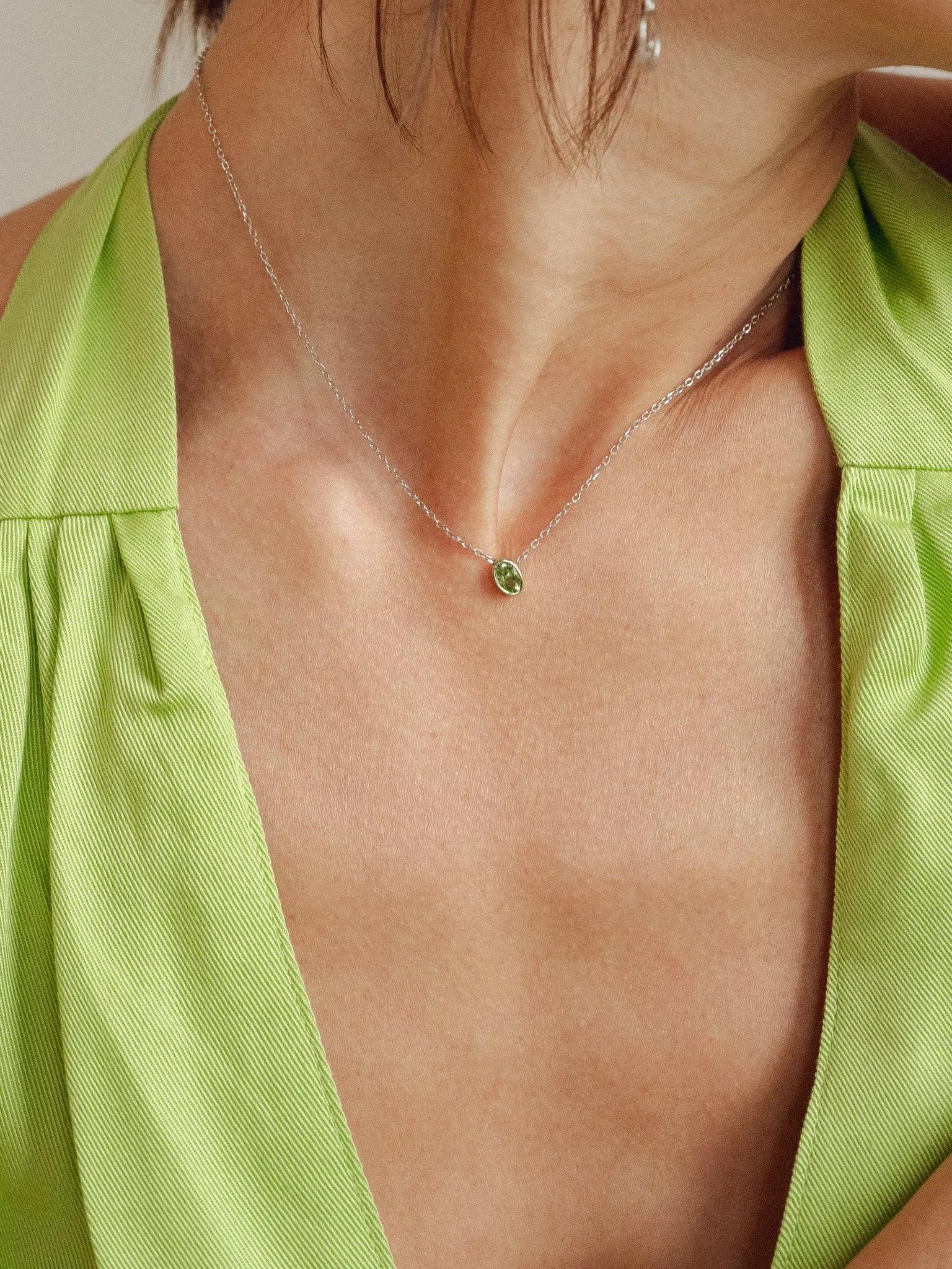 Peridot Birthstone Sterling Silver Necklace