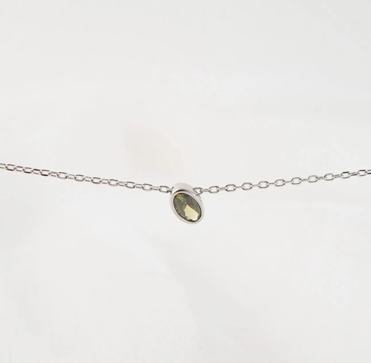 Peridot Birthstone Sterling Silver Necklace