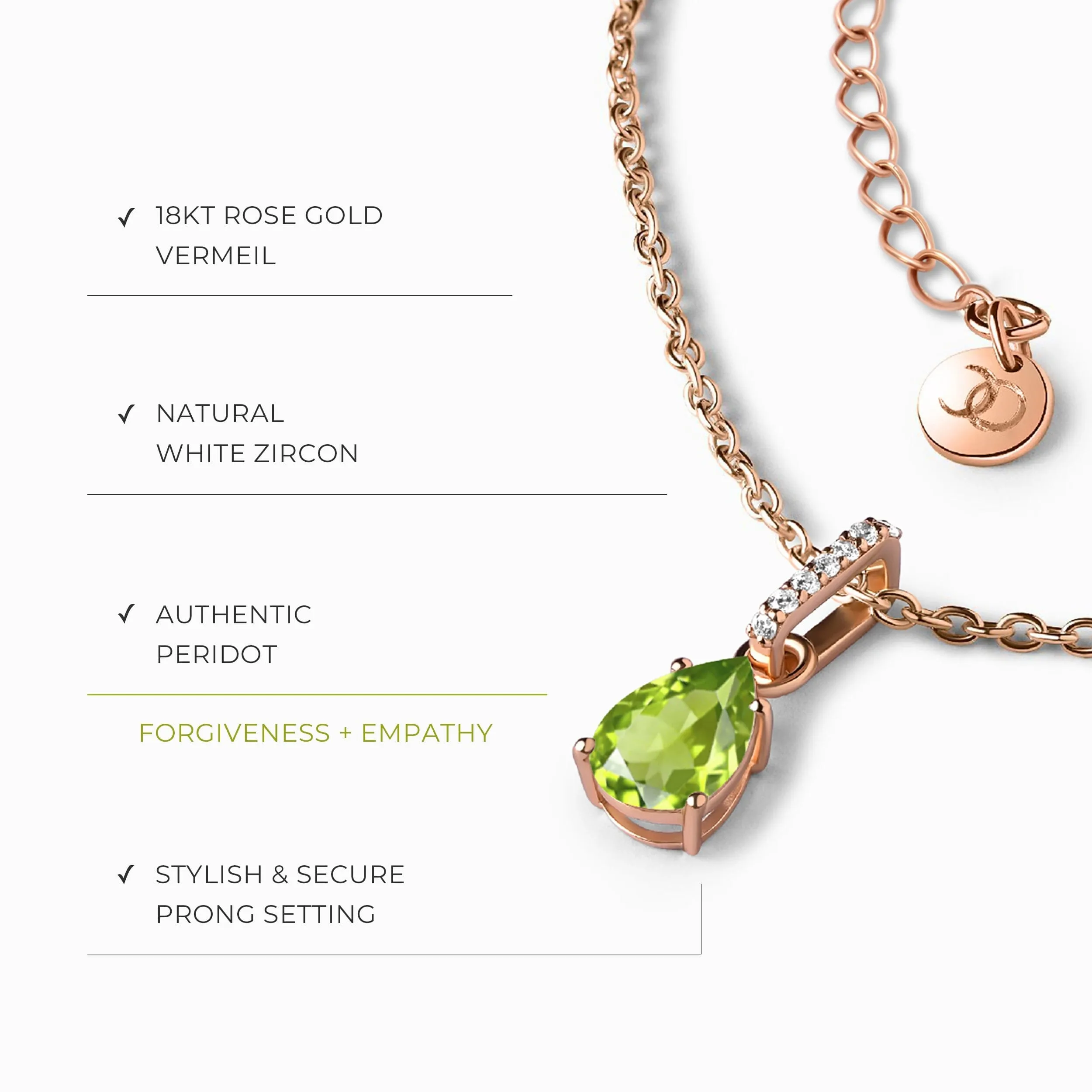 Peridot Birthstone Sway Necklace & Herringbone Chain
