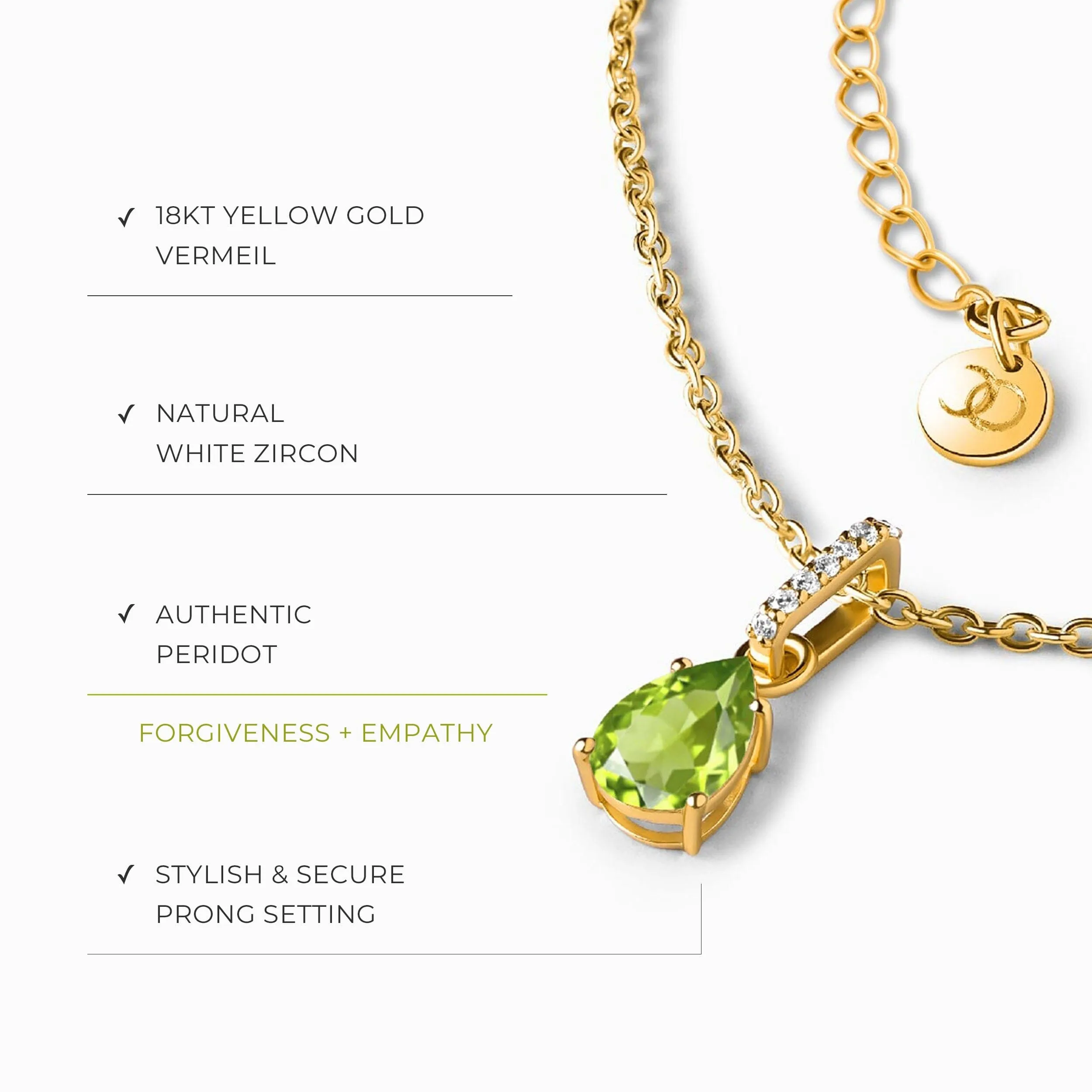Peridot Birthstone Sway Necklace & Herringbone Chain