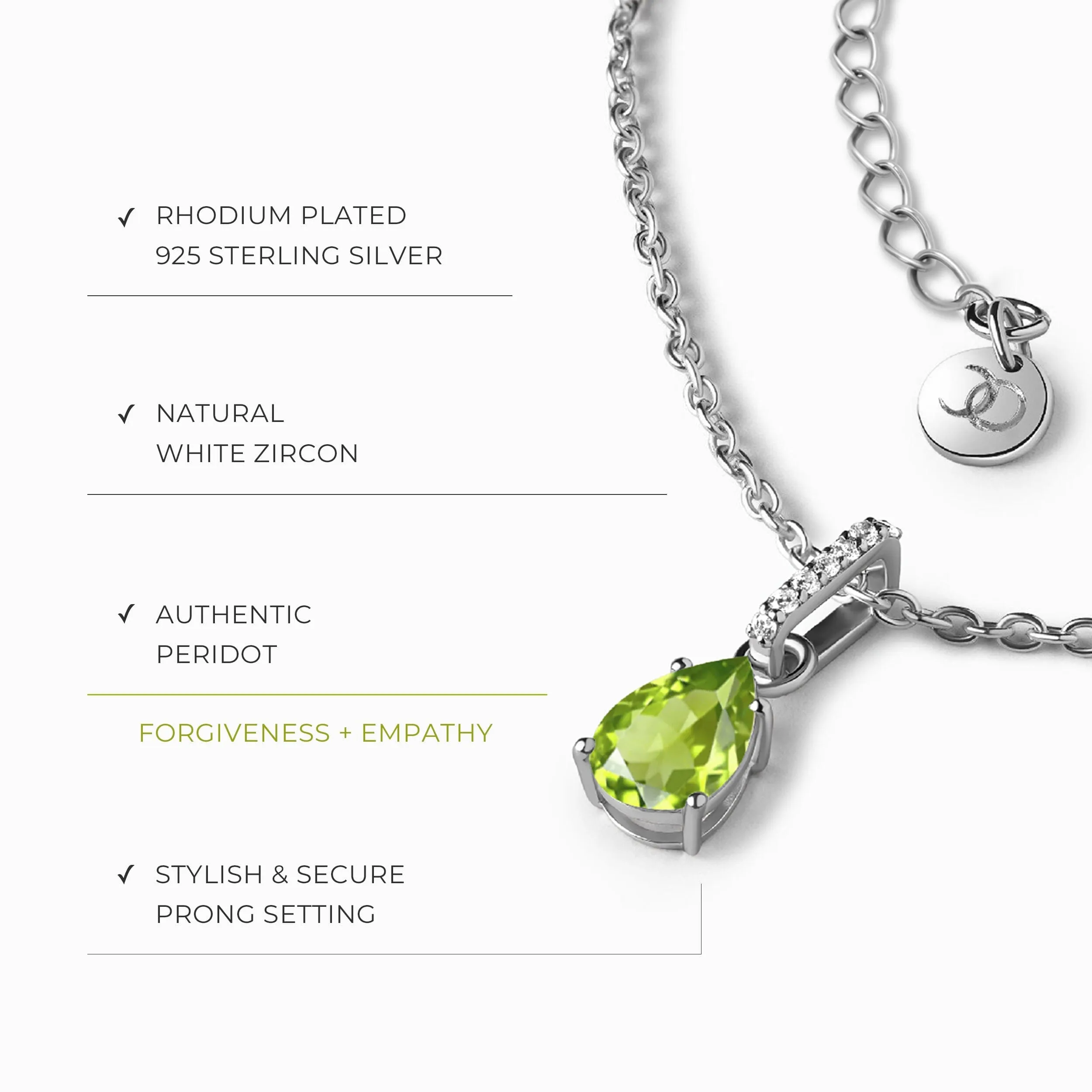 Peridot Birthstone Sway Necklace & Herringbone Chain