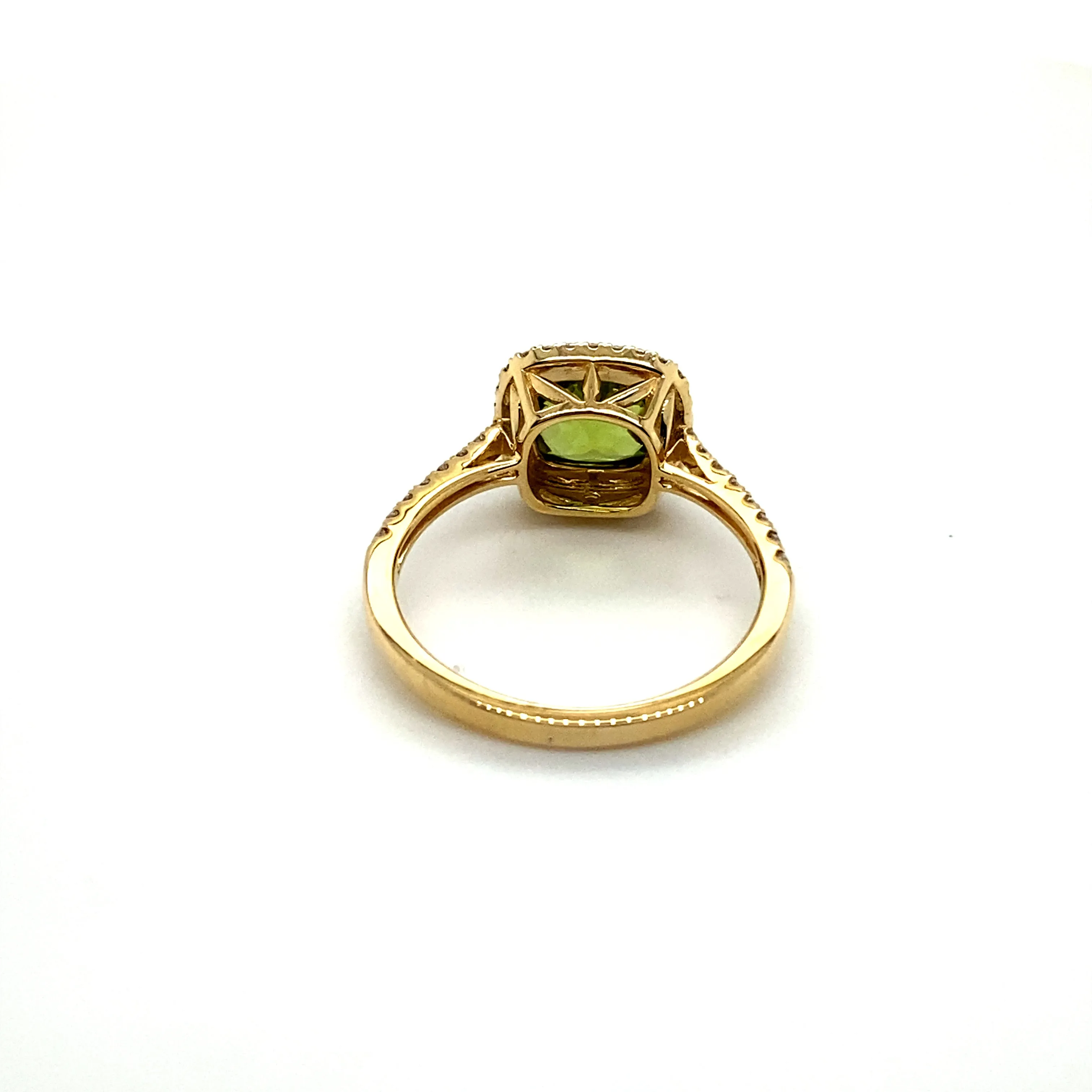 Peridot Diamond Halo Ring