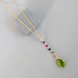 Peridot Green Quartz Yoga Pendant Necklace - Gold