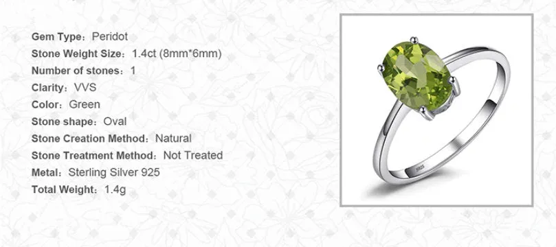 Peridot Ring, Silver August Birthstone Ring, Peridot Jewelry, Gem Stone Ring, Gemstone Ring, Dainty Ring, Green Stone Ring, Oval Cut Ring