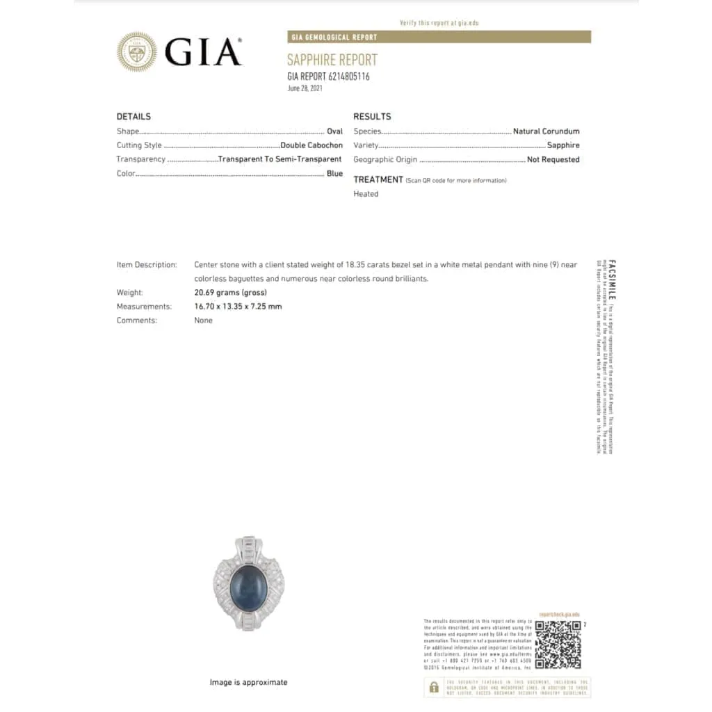 Platinum Cabochon Sapphire and Diamond Necklace at Regard Jewelry in Austin, Texas