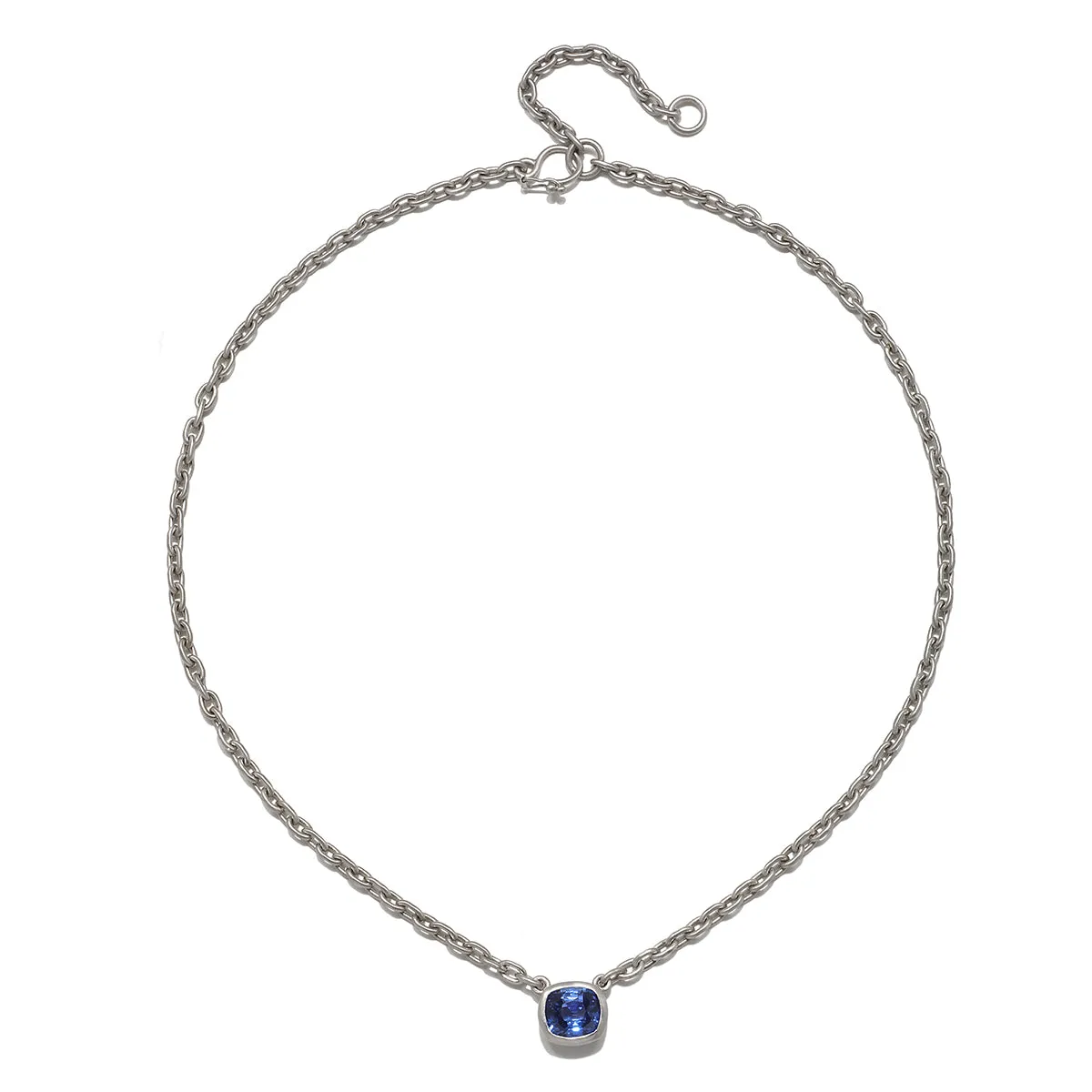 Platinum Ceylon Sapphire Bezel Necklace