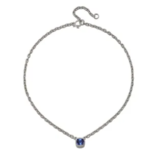 Platinum Ceylon Sapphire Bezel Necklace
