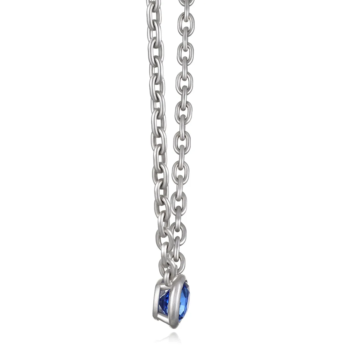 Platinum Ceylon Sapphire Bezel Necklace