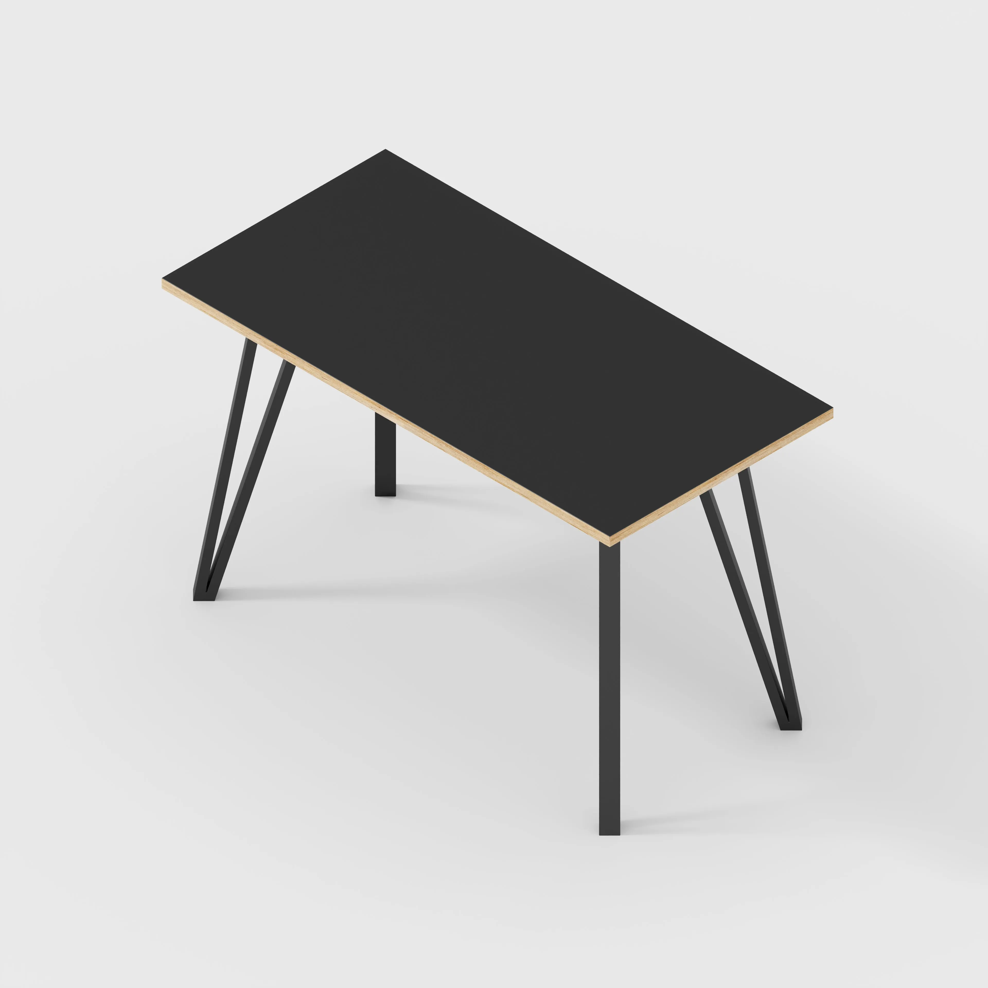 Plywood Desk with Black Box Hairpin Legs - Formica Diamond Black - 1200(w) x 600(d) x 735(h)