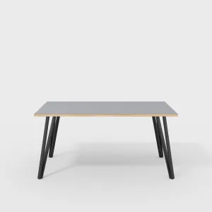 Plywood Desk with Black Box Hairpin Legs - Formica Tornado Grey - 1600(w) x 800(d) x 735(h)