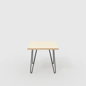 Plywood Side Table with Black Hairpin Legs - Plywood Birch - 500(w) x 500(d) x 425(h)
