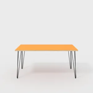 Plywood Table with Black Hairpin Legs - Formica Levante Orange - 1600(w) x 800(d)