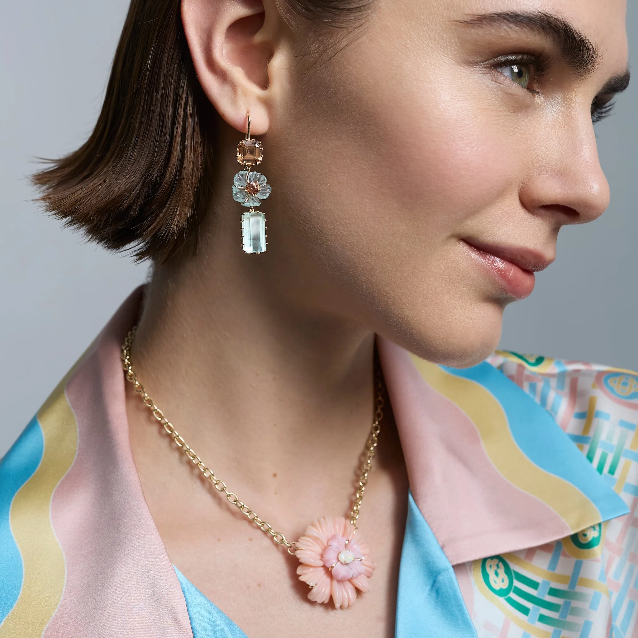 Poppy Pendant Necklace Pink Opal