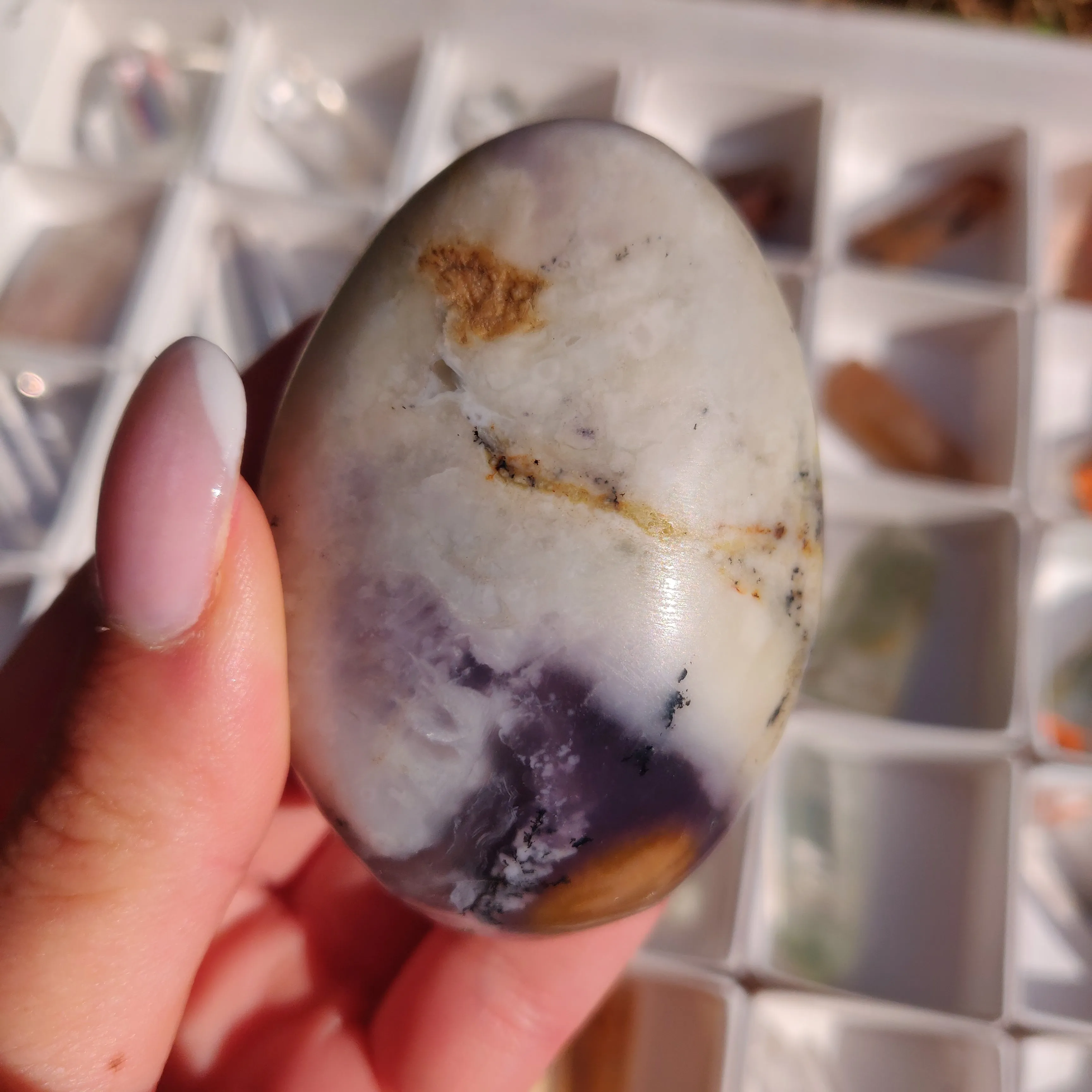 Purple Dendritic Opal Palm Stone (#12)