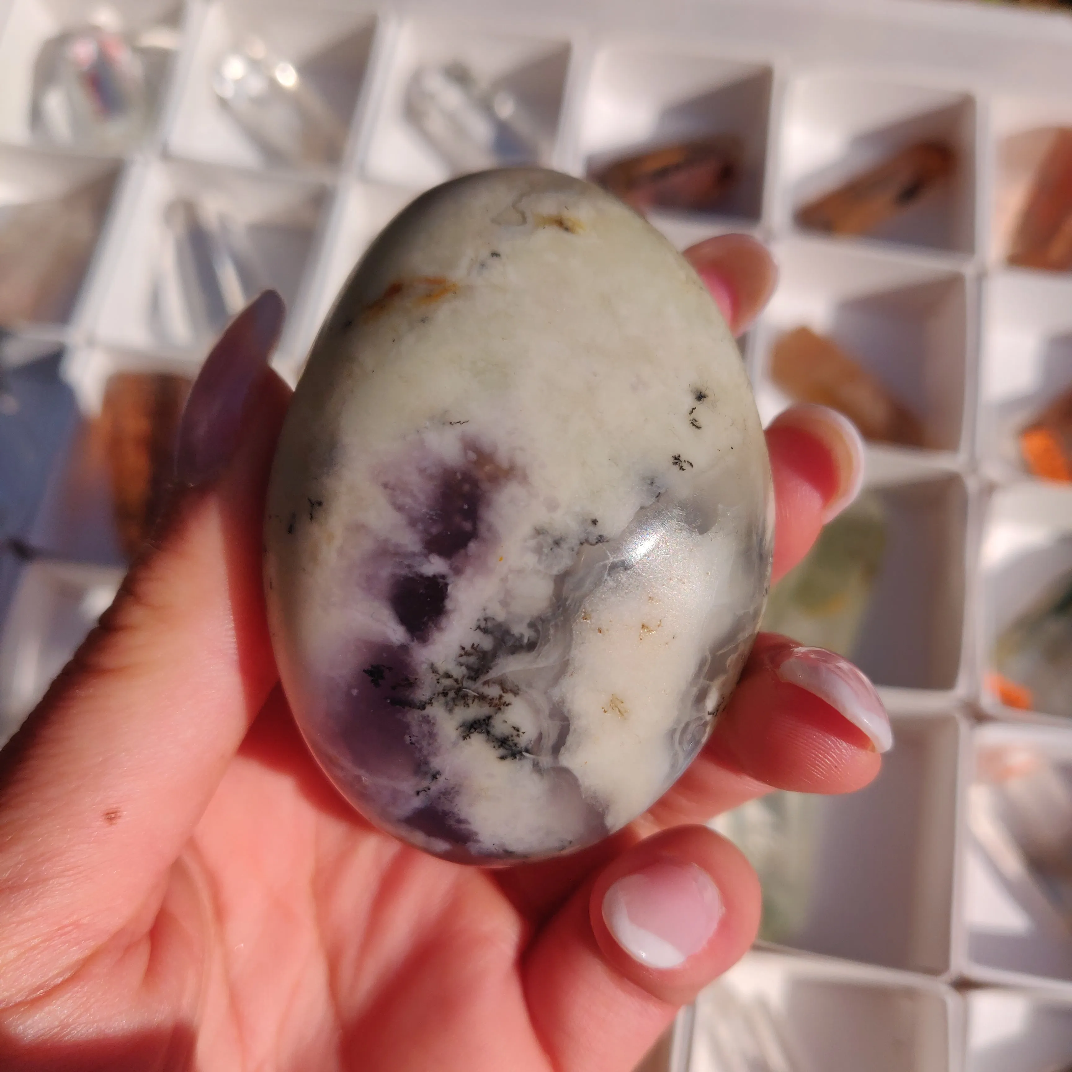 Purple Dendritic Opal Palm Stone (#12)