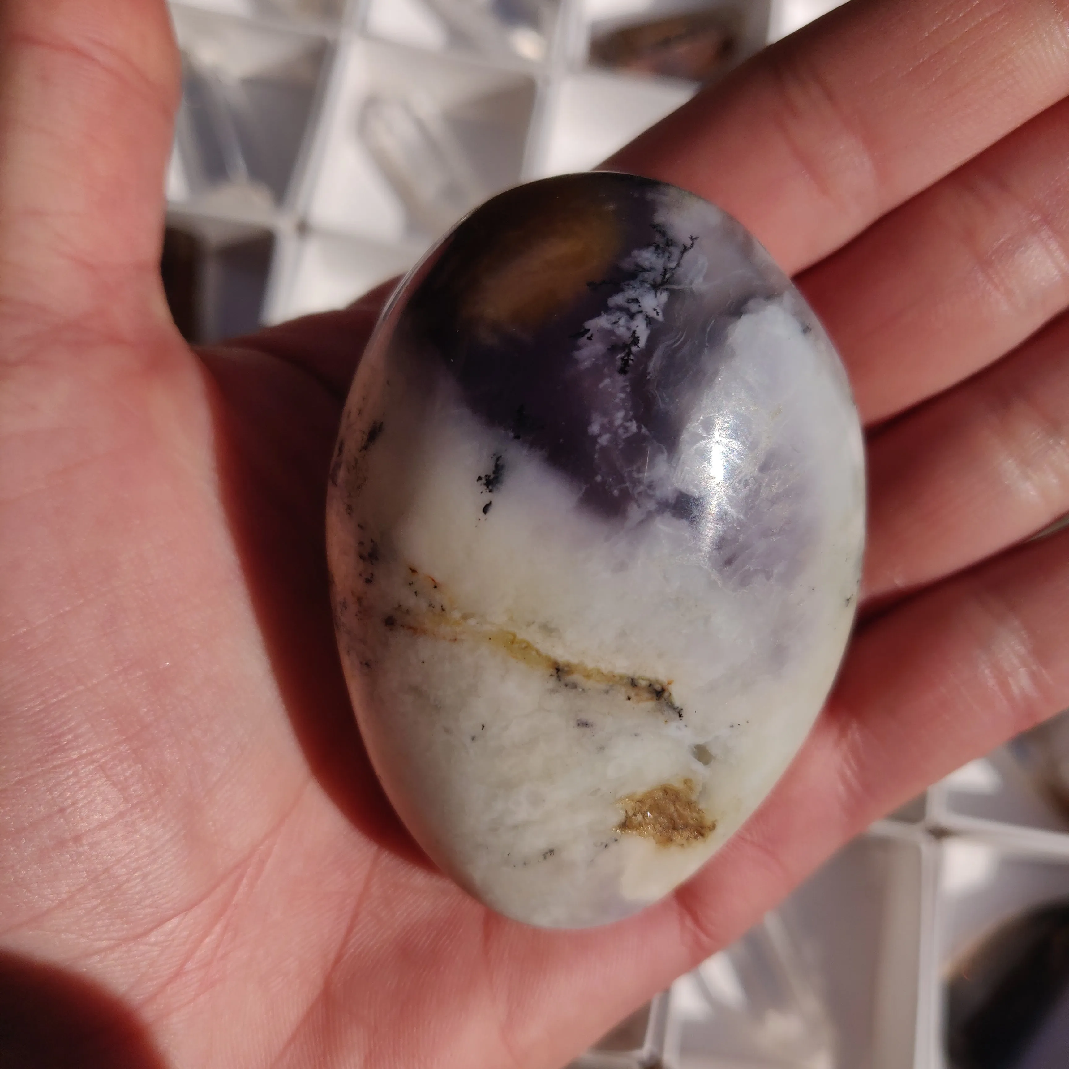 Purple Dendritic Opal Palm Stone (#12)