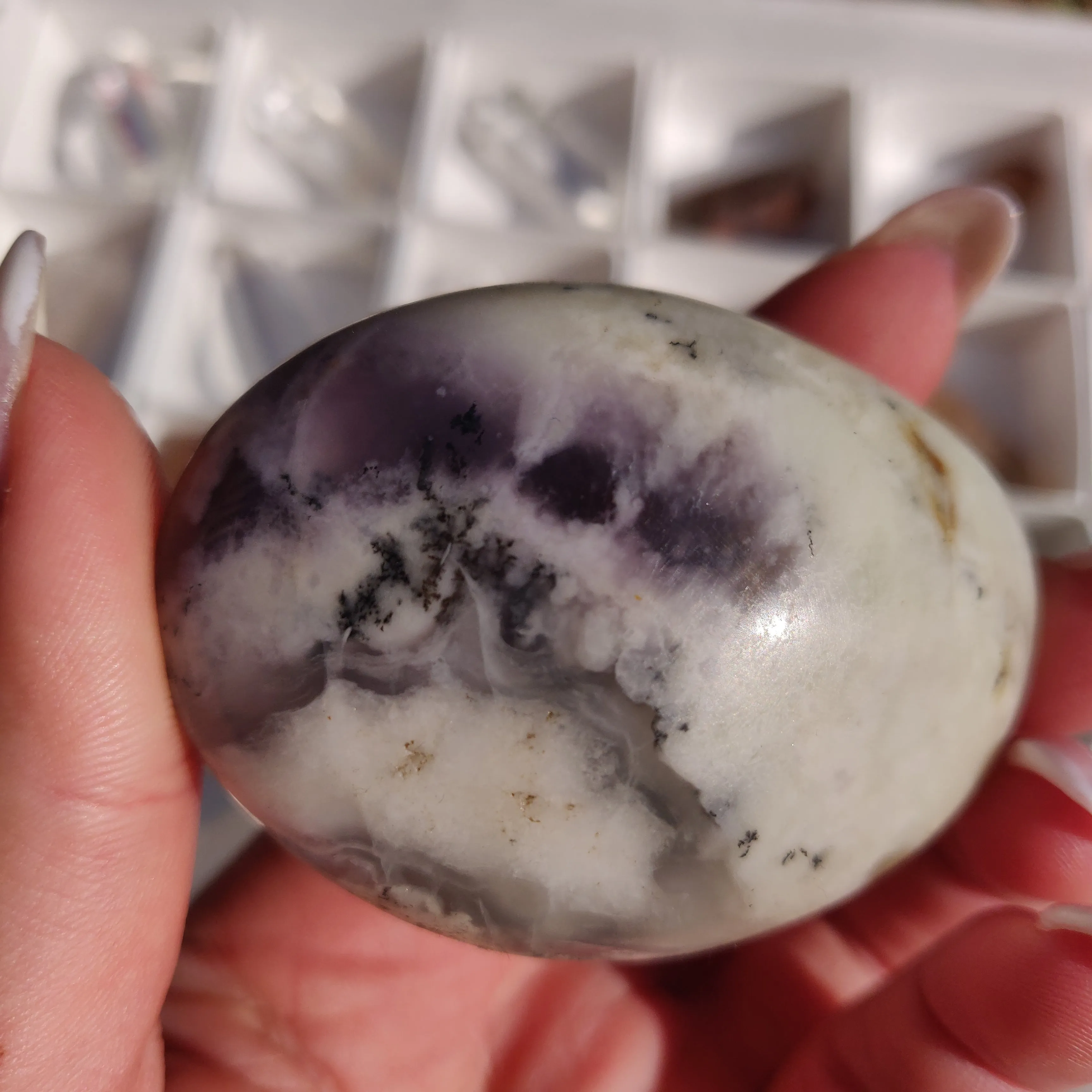 Purple Dendritic Opal Palm Stone (#12)