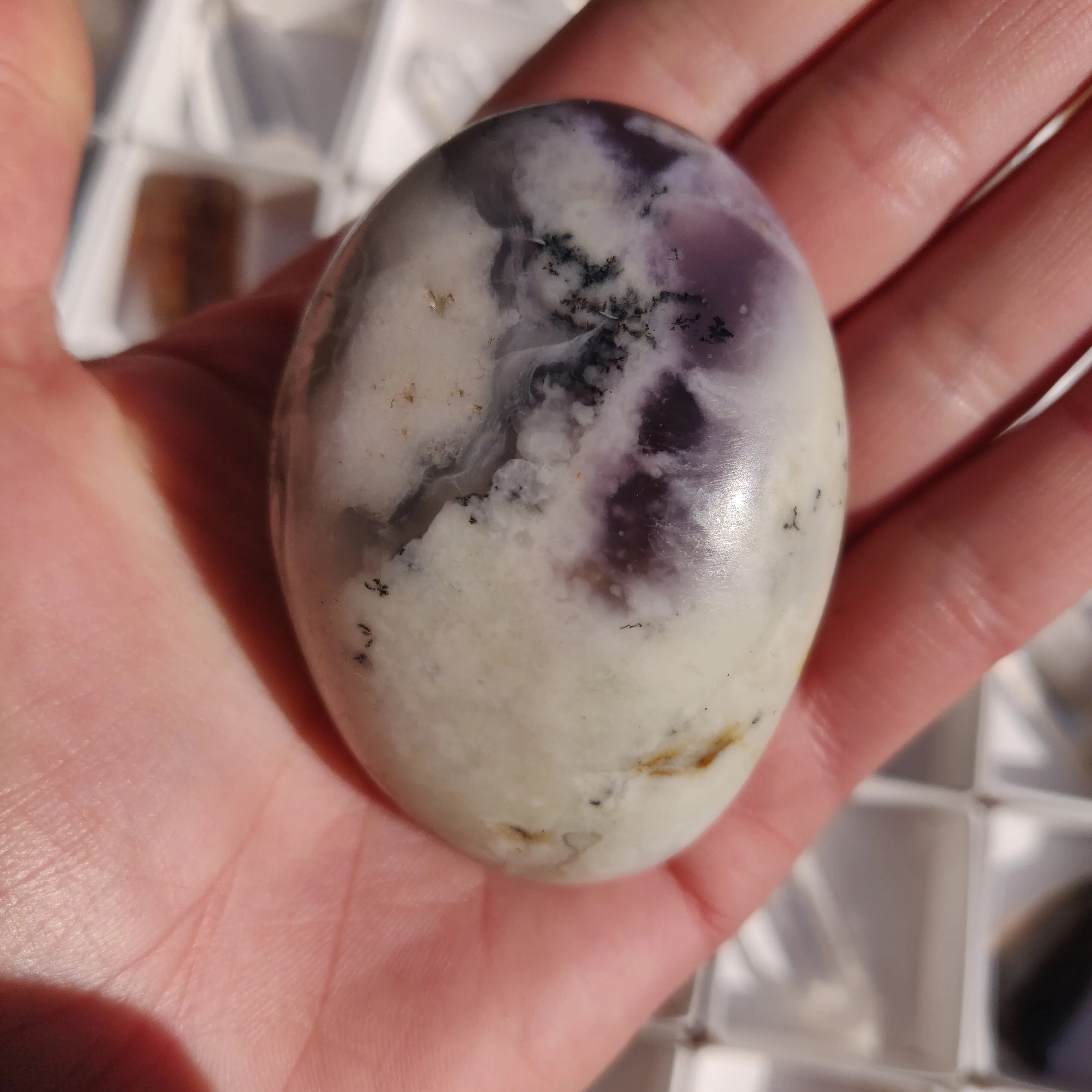 Purple Dendritic Opal Palm Stone (#12)