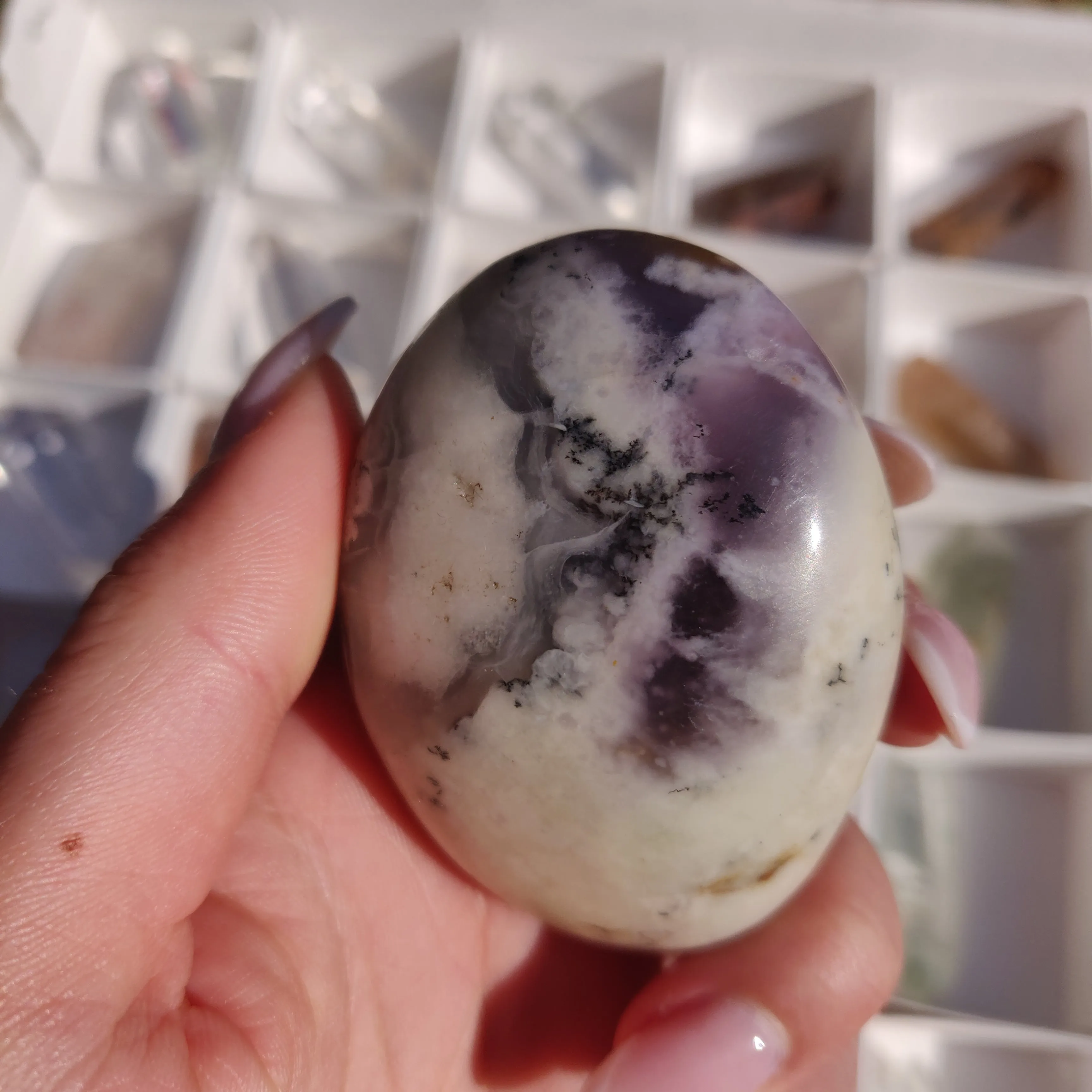 Purple Dendritic Opal Palm Stone (#12)