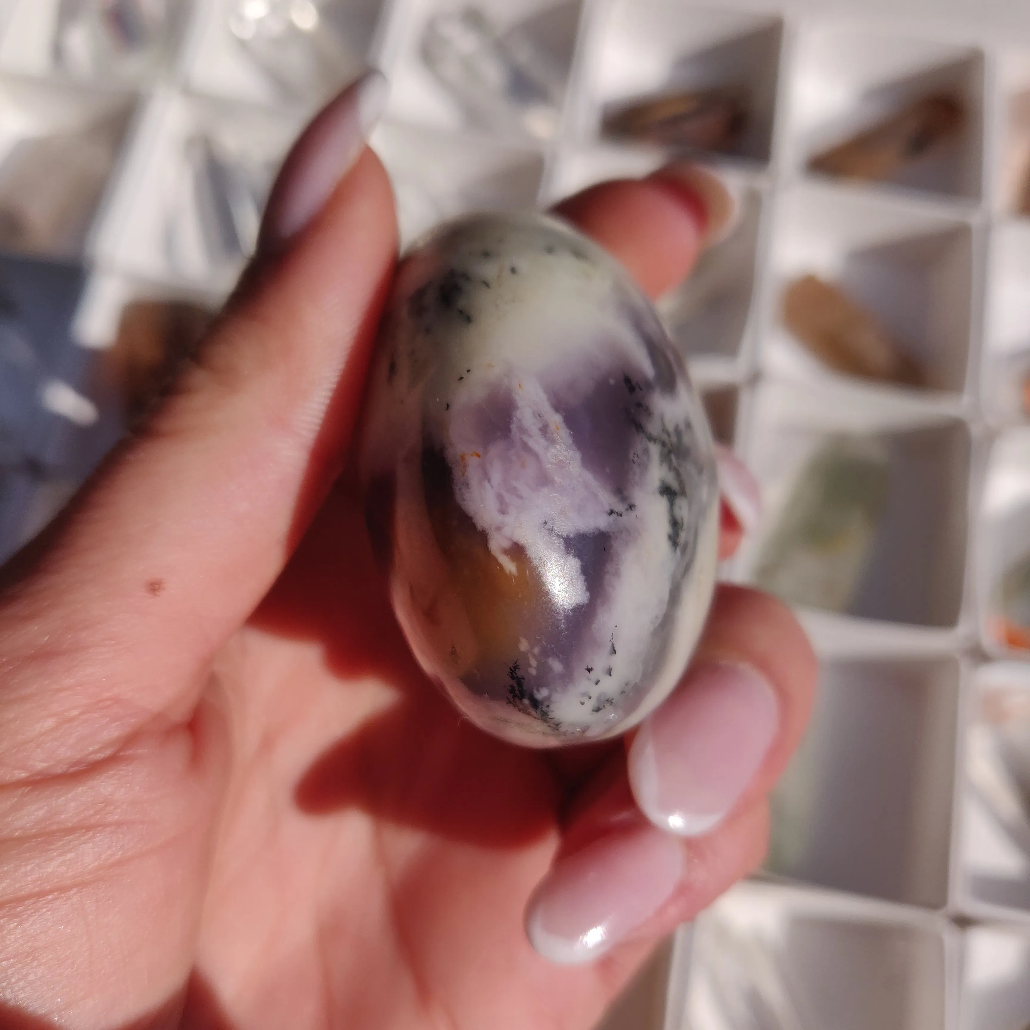 Purple Dendritic Opal Palm Stone (#12)