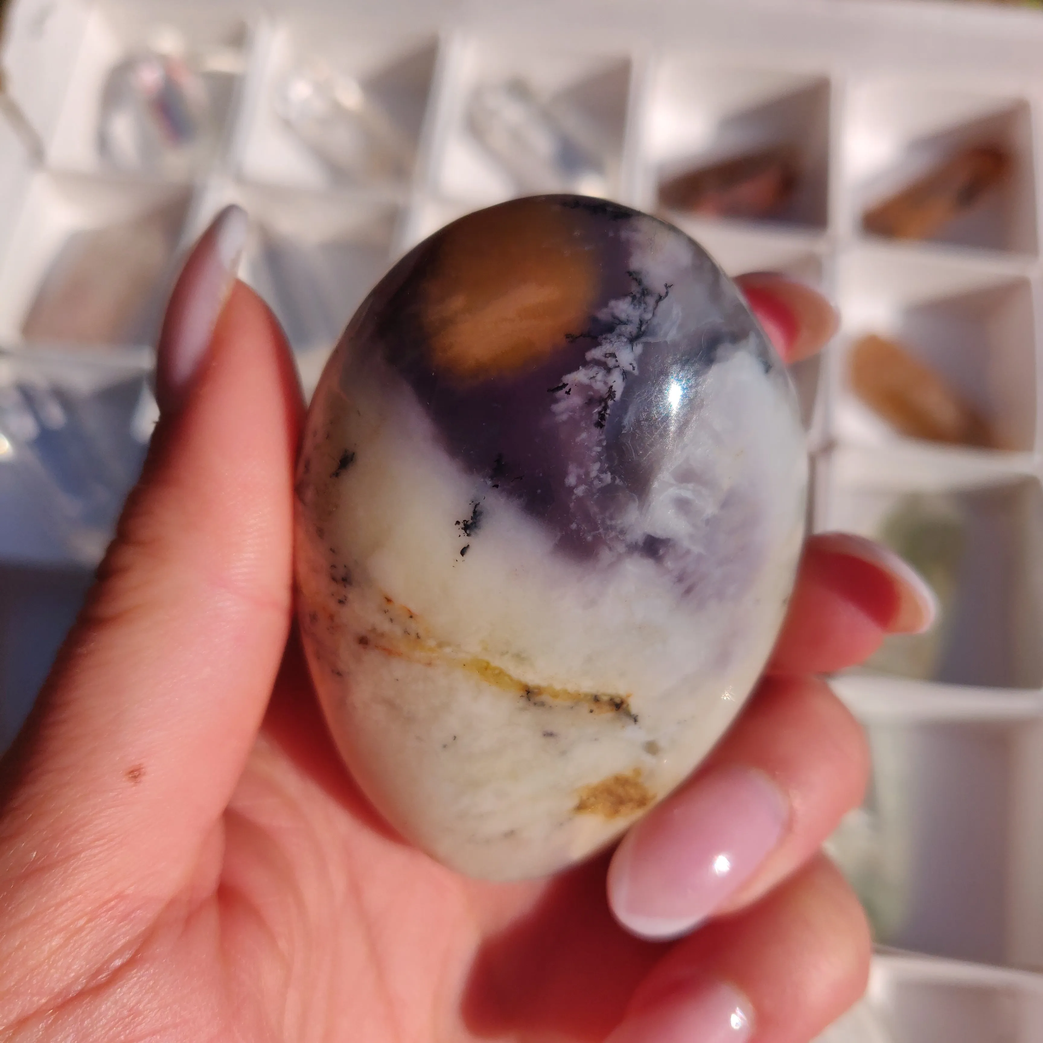 Purple Dendritic Opal Palm Stone (#12)