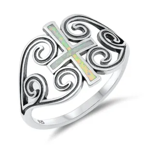 R270 Opal Cross Ring