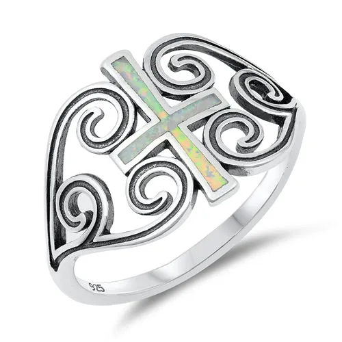 R270 Opal Cross Ring