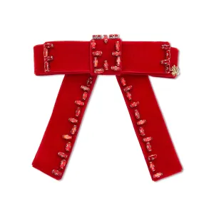 RED KATE CRYSTAL BOW BARRETTE