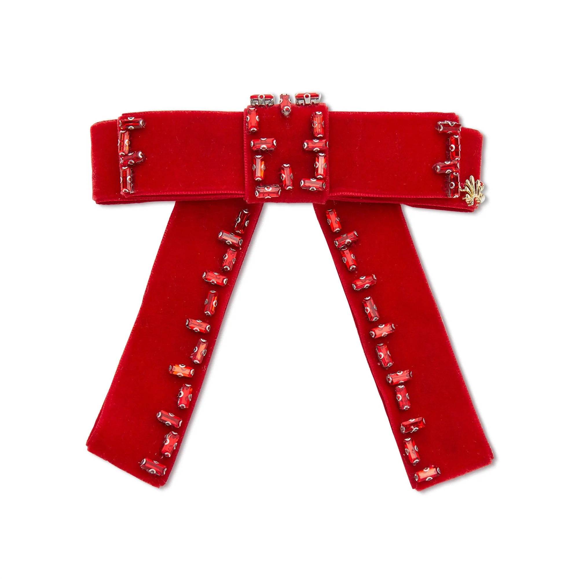 RED KATE CRYSTAL BOW BARRETTE