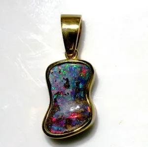 Red multi coloured solid boulder opal pendant