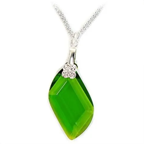 Rhodium Brass Chain Pendant with Synthetic Spinel in Peridot for Women Style LOA162