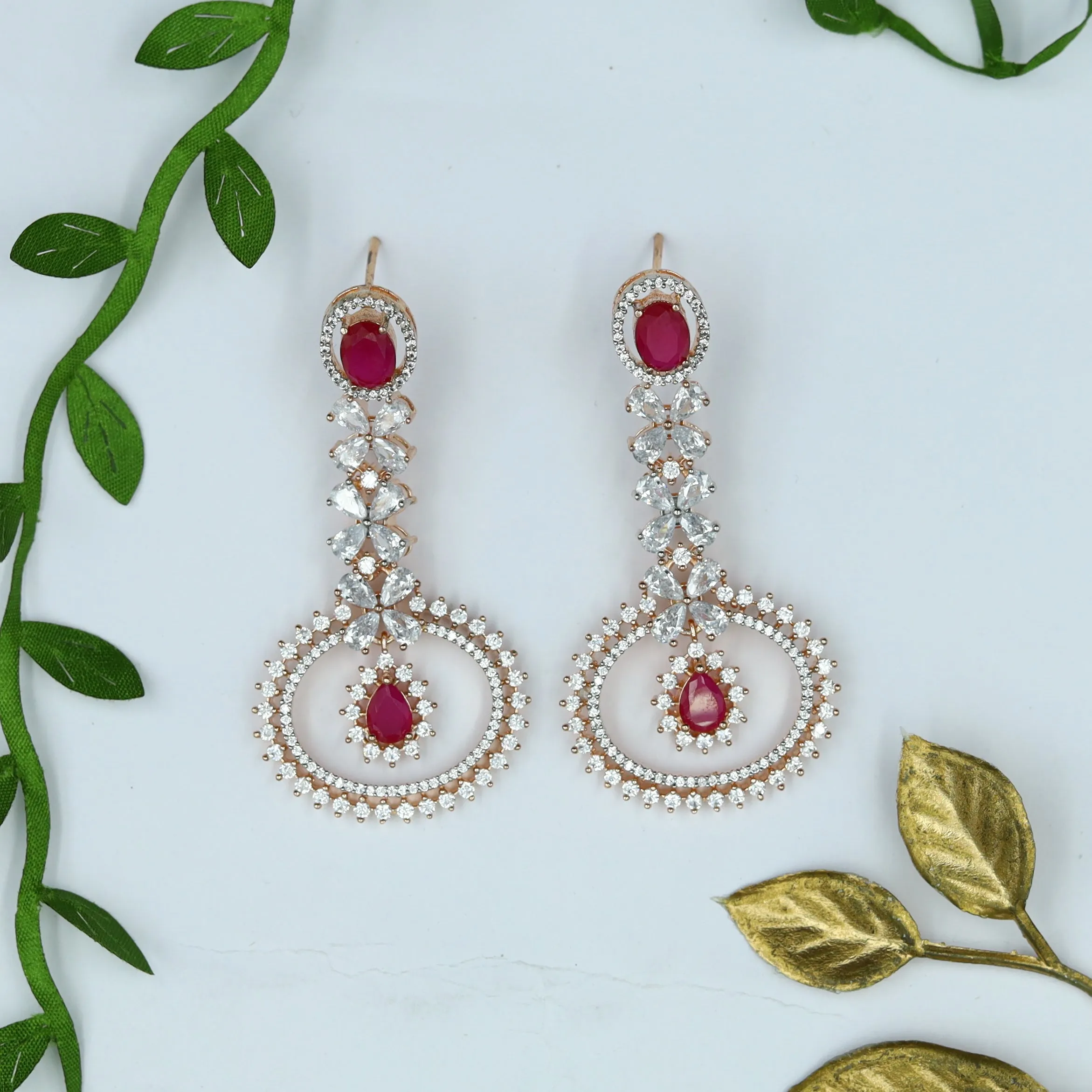Rose Gold Zircon/AD Earring 5487-69