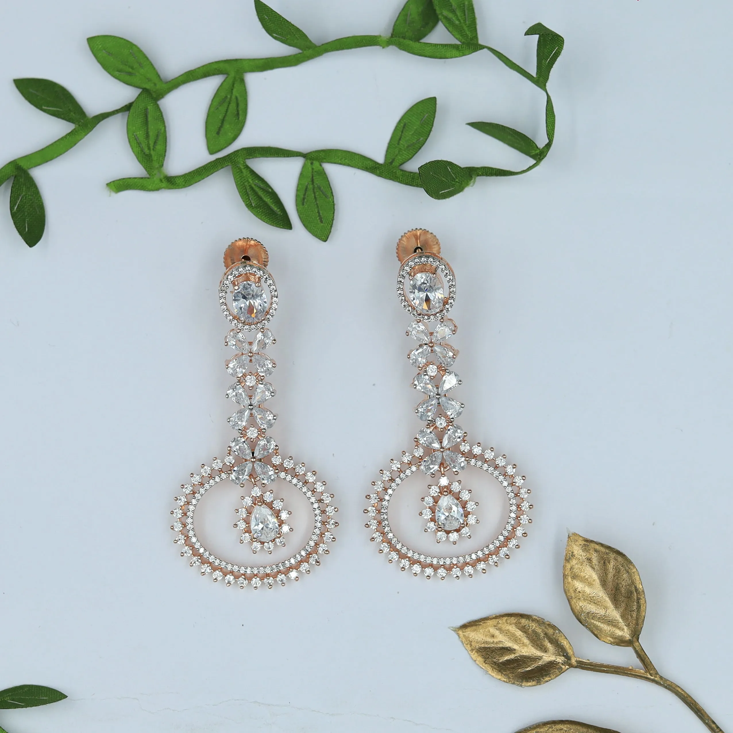 Rose Gold Zircon/AD Earring 5487-69