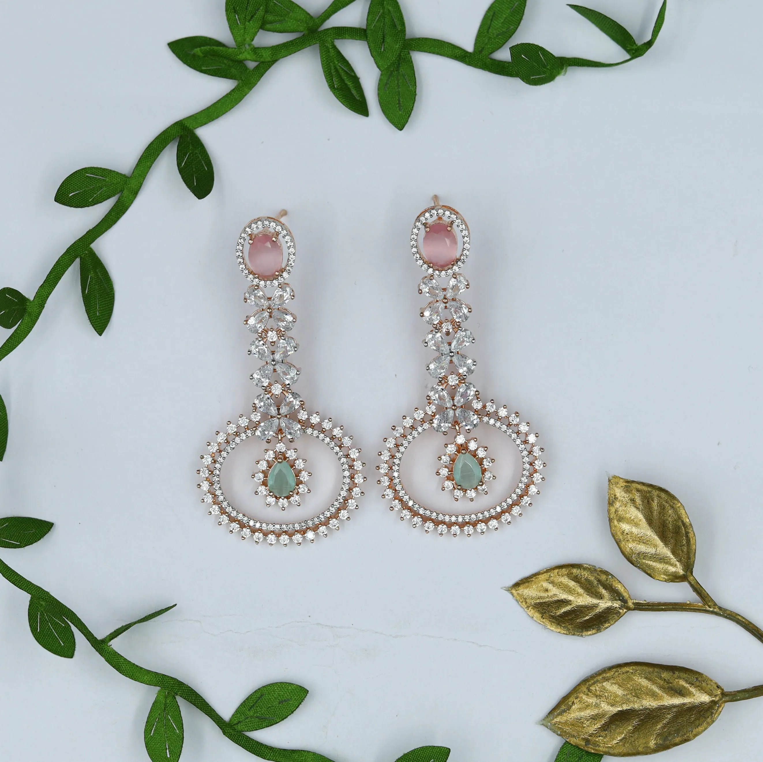 Rose Gold Zircon/AD Earring 5487-69