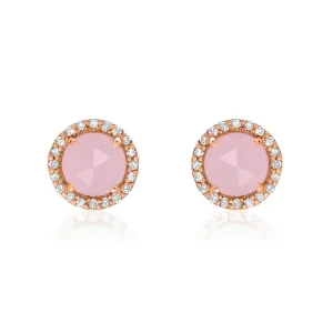 Rosie 5.0mm Pink Opal & Diamond Post Earrings