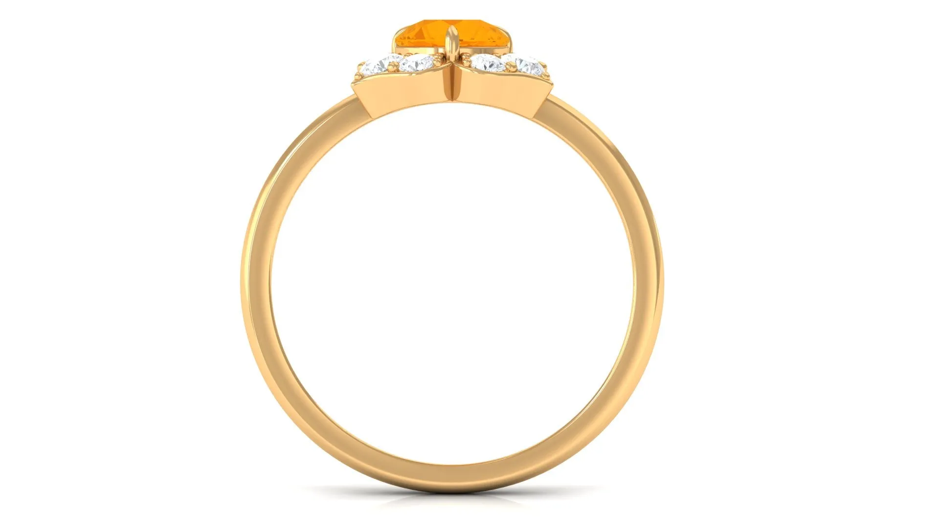 Round Fire Opal Flower Engagement Ring with Diamond