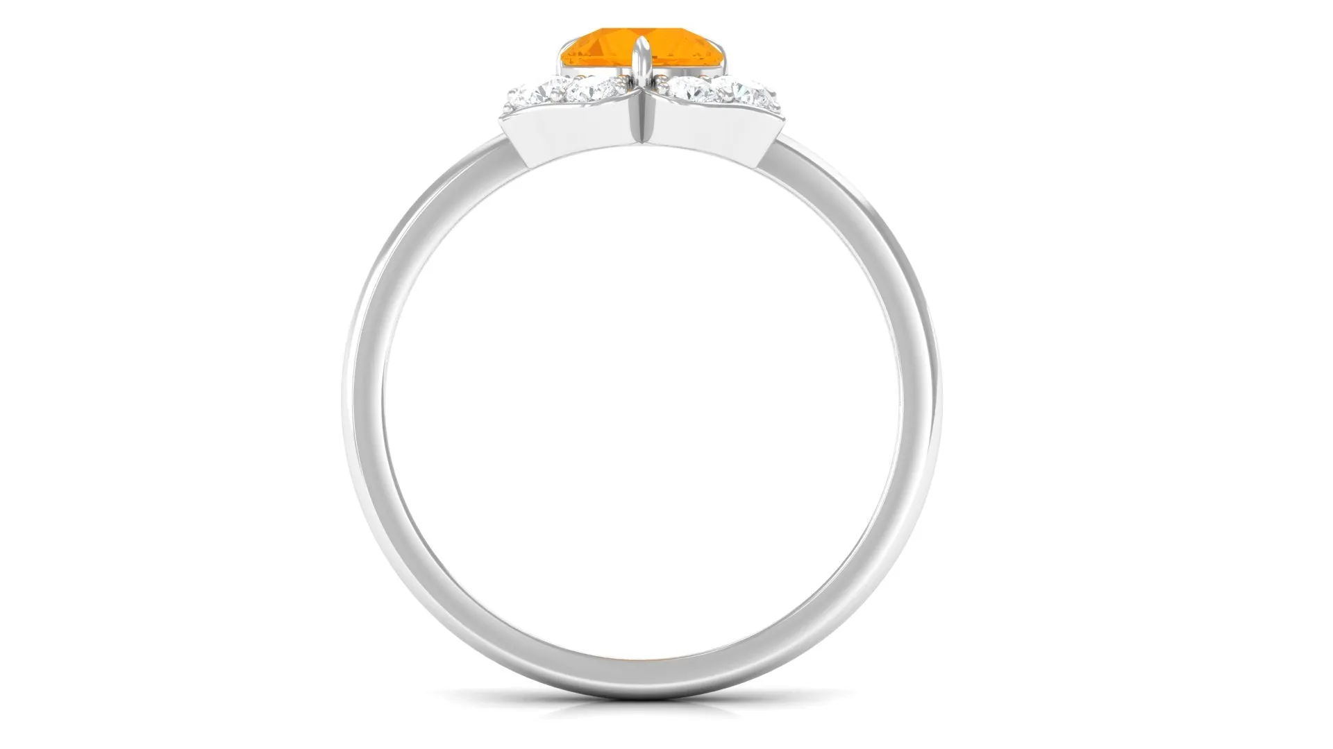 Round Fire Opal Flower Engagement Ring with Diamond