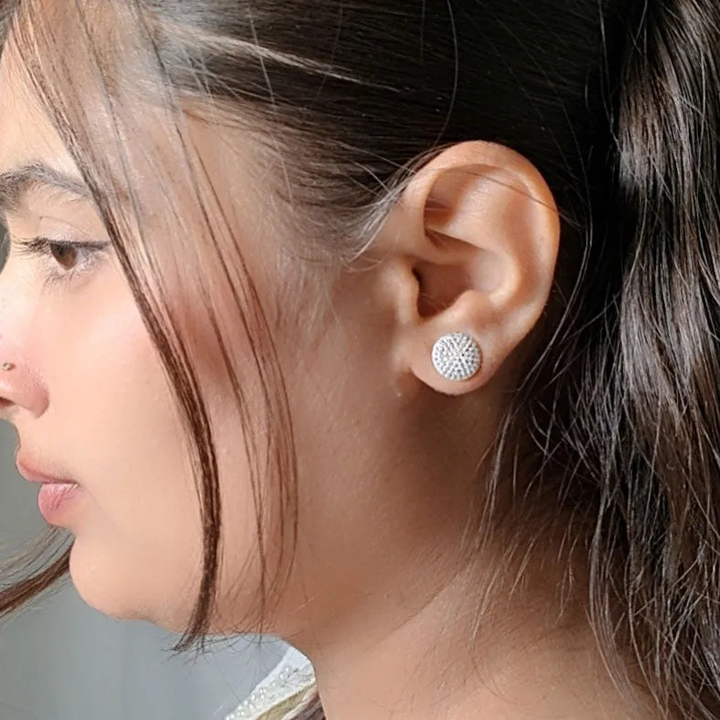 Round Zircon Studded Earrings