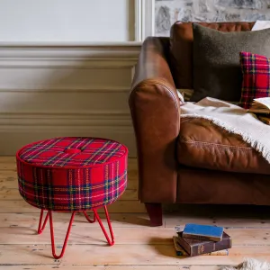Royal Stewart Tartan Footstool with Button
